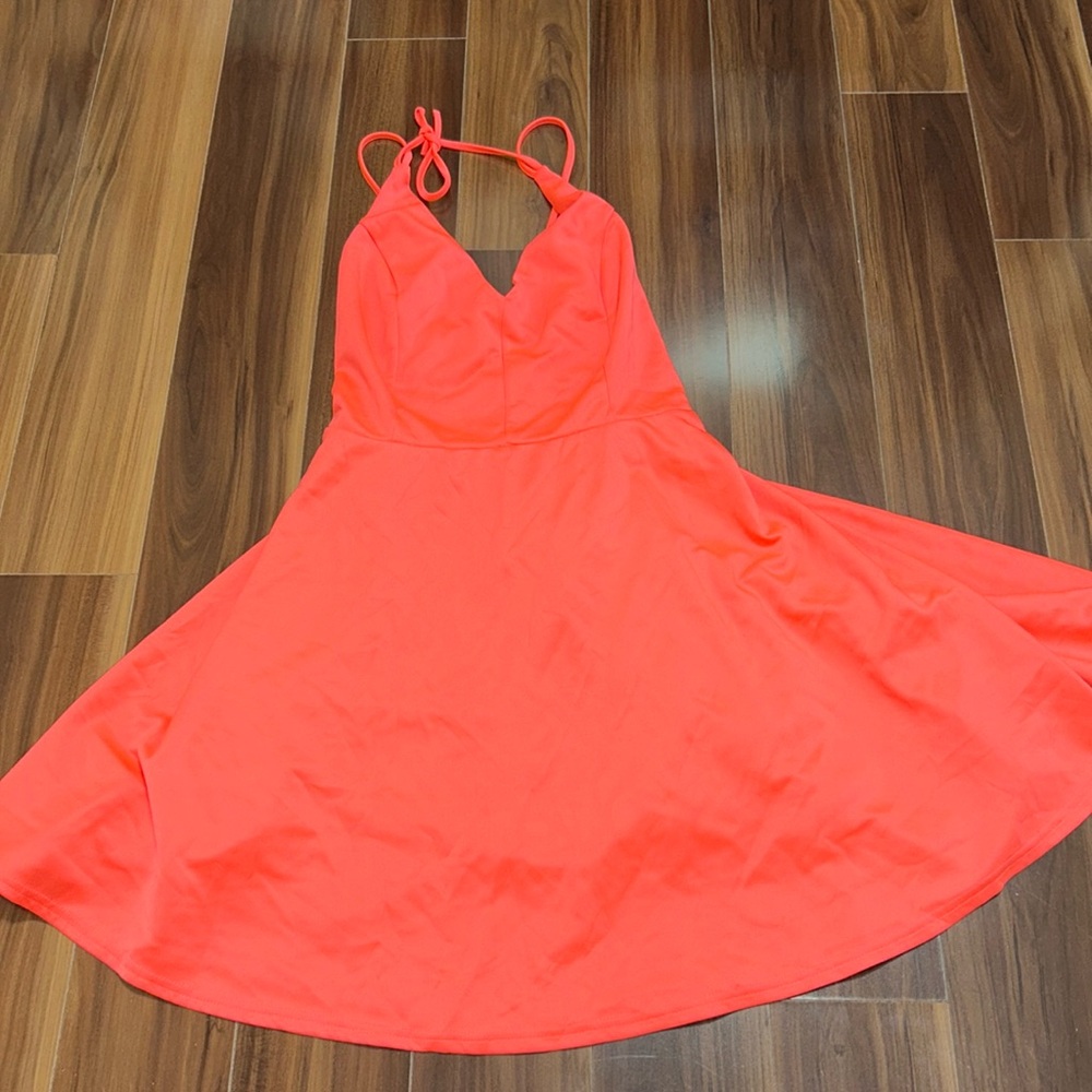 3X Fashion Nova neon orange babydoll dress
